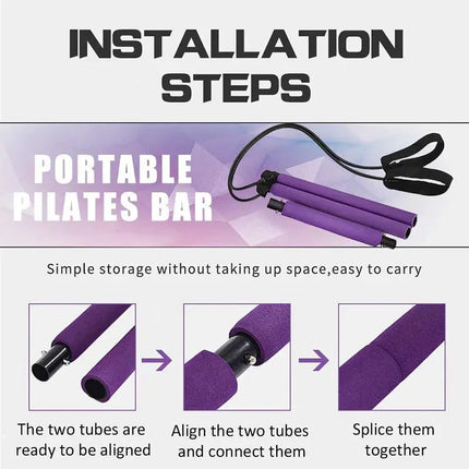 Portable Fitness Yoga Pilates Resistance Bar Upishoppy