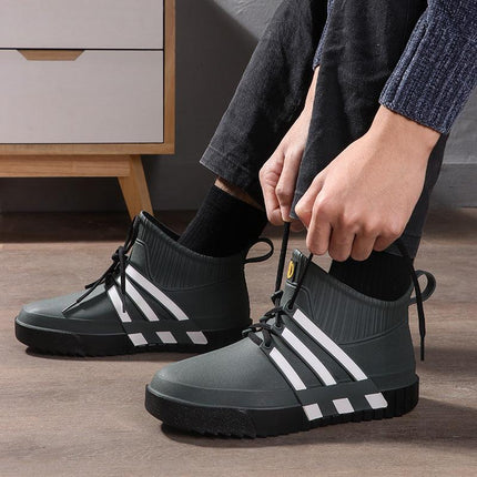 New fashion anti-slip waterproof rain shoes men's tube rain boots thickening tangled fishing kitchen car wash plastic water shoes boots - Viva Vista Store