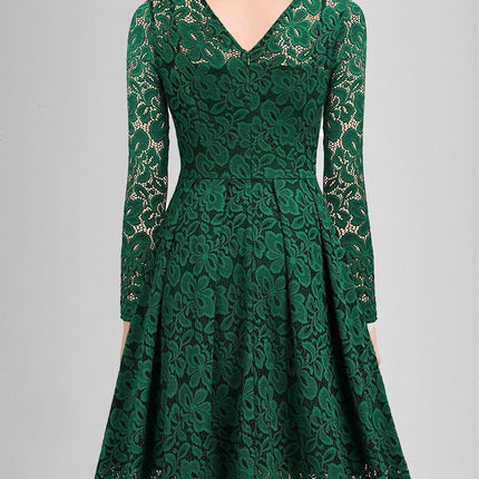 Geumxl Solid Lace Scallop Trim Dress - Viva Vista Store