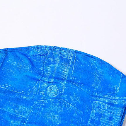 Women's Fashion 3D Denim Printing Bandeau Slim-fit Dress Upishoppy