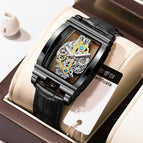 Black leather black steel