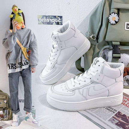 Net red high-top small white shoes women's 2022 spring new ins students thick-soled sponge cake Korean version of casual shoes - Viva Vista Store