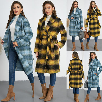 Winter Retro Slim Temperament Double Row Long-cut Coat Dropshipman