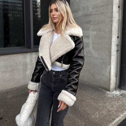 Women's Short Lapel Long Sleeve Slim Fashion Jacket