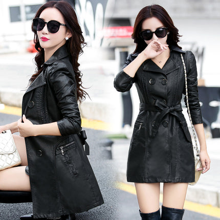 Ladies leather trench coat