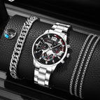 Silver Black Steel Belt Suit
