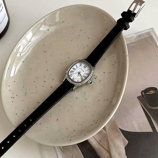 Women's Ins Style Special Interest Light Luxury High-grade Retro Roman Leather-belt Watch Upishoppy