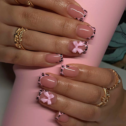 Short Wear Nail Sticker Bow Leopard Print