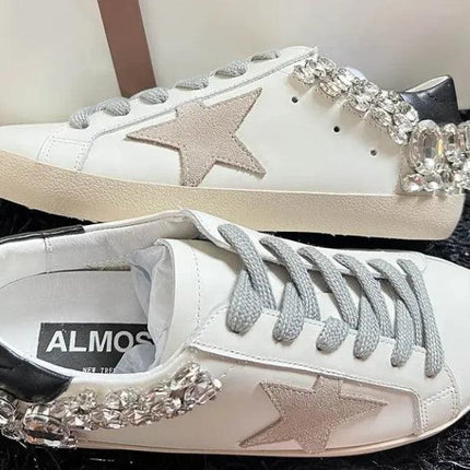 Star Old White Shoes with Diamonds - Viva Vista Store