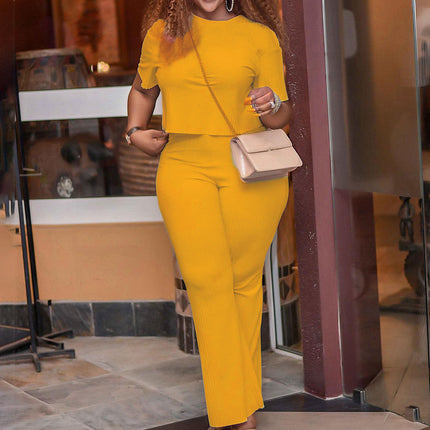 Short Sleeve Sunken Stripe Casual Suit