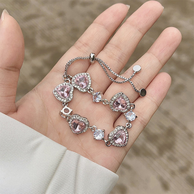 Loving Heart Zircon Pull-out Bracelet Light Luxury Minority Design