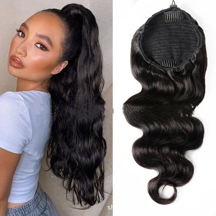 Natural Black Drawstring Ponytail Human Wigs Upishoppy