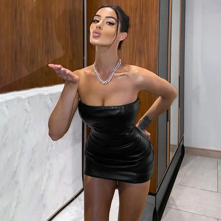 Leather Mini Dress - Viva Vista Store
