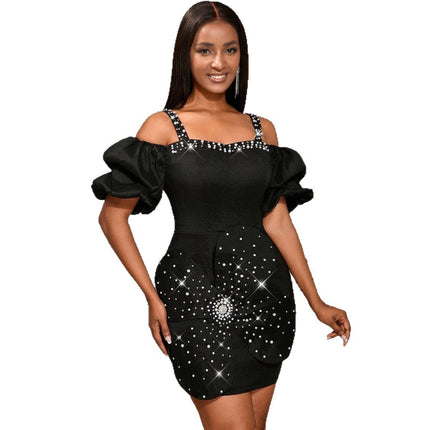 European And American Sexy Sling Puff Sleeve Dress Dropshipman