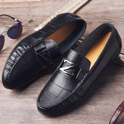 Spring new men's casual leather shoes soft bottom leather peas shoes trend men's shoes fashion driving shoes shoes - Viva Vista Store