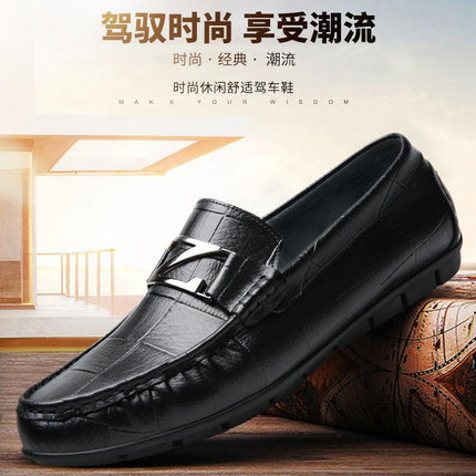 Spring new men's casual leather shoes soft bottom leather peas shoes trend men's shoes fashion driving shoes shoes - Viva Vista Store