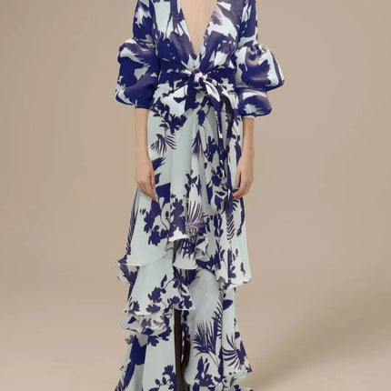 European And American Fashion Print Holiday Dress V Neck Women - Viva Vista Store