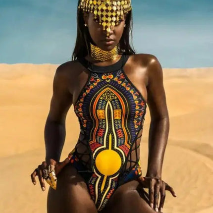 2018 new African digital printing one-piece swimsuit strappy bikini sexy swimsuit 8901 - Viva Vista Store