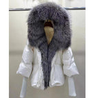 Beige Silver Fox Fur Collar