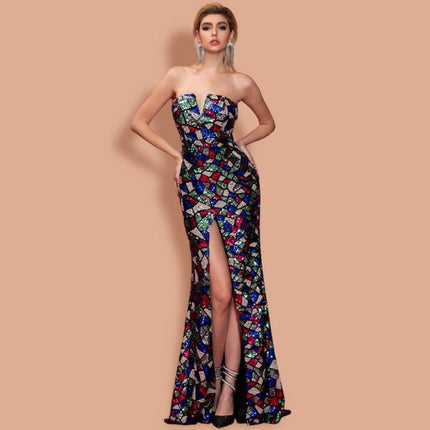 Women Sexy V Neck Off Shoulder Sequin Ma Dropshipman
