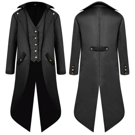 Wish new European and American men's medieval retro clothing men's mid-length punk retro tuxedo men - Viva Vista Store