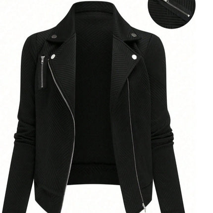 Women's Oblique Zipper Fastener Slim Casual Jacket