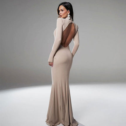 Women's Skinny Hip Skirt Backless Evening Dress