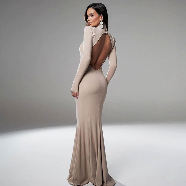 Women's Skinny Hip Skirt Backless Evening Dress