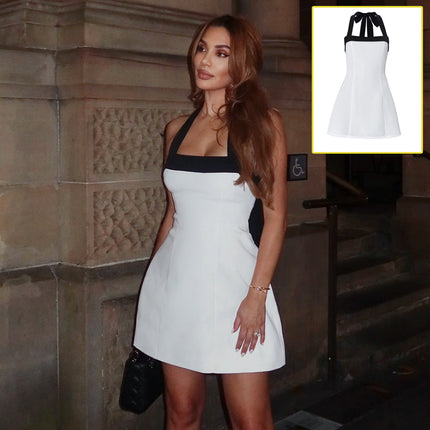 Sexy Black Halter Off Shoulder Mini Dress