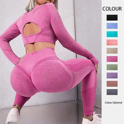 2-Piece High Waist Seamless Fitness Leggings Upishoppy