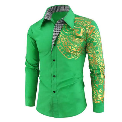 Luxury Gold Black Shirt Men New Slim Fit Long Sleeve - Viva Vista Store