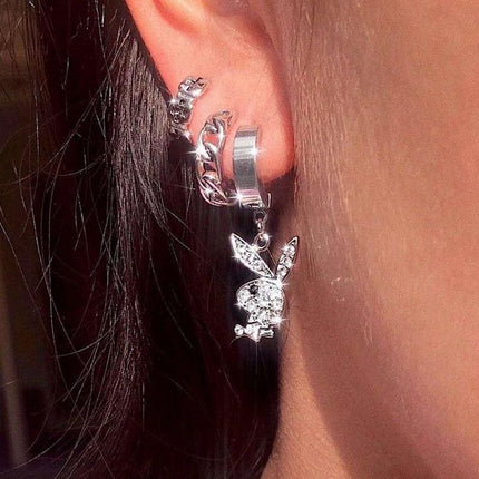 Y2K Rhinestone Rabbit Earrings - Viva Vista Store