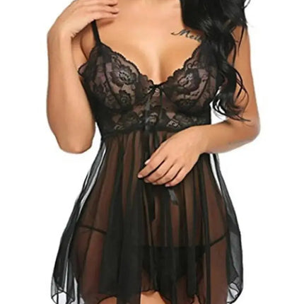 Pikeenala Plus Size Woman Lingerie Hot Sexy Lace Transparent Dress Underwear Sleepwear Chemises Porno Lenceria Exotic Apparel - Viva Vista Store