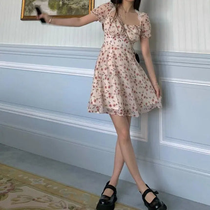 Pink Floral Backless Lace Mini Dress - Viva Vista Store