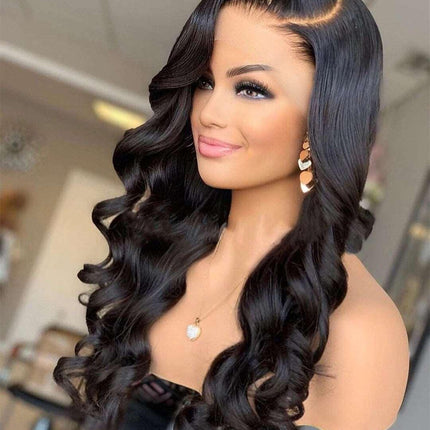 26Inch Long Water Wave Synthetic Lace Front Wigs For Women With Baby Hair Heat Resistant Fiber Hair Daily Wear Wigs 180%Density