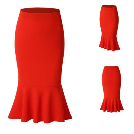 New Skirts Hot Sale Women's Spring Autumn Elastic High Waist Ruffles Skirts Woman Hip Trumpet Skirt Mermaid - Viva Vista Store