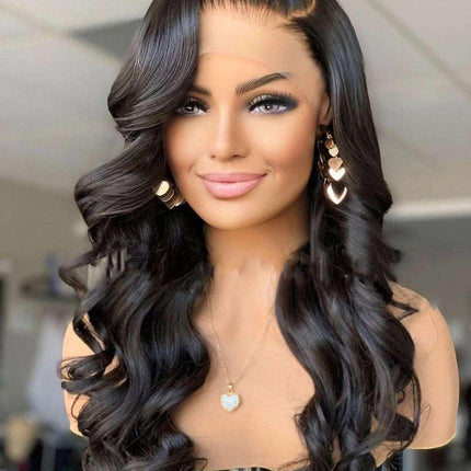 26Inch Long Water Wave Synthetic Lace Front Wigs For Women With Baby Hair Heat Resistant Fiber Hair Daily Wear Wigs 180%Density