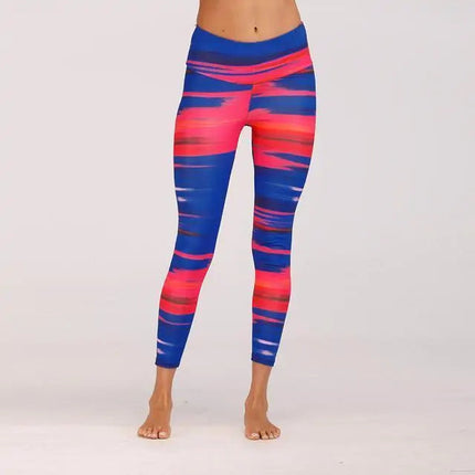 Striped Print Fitness Leggings Upishoppy