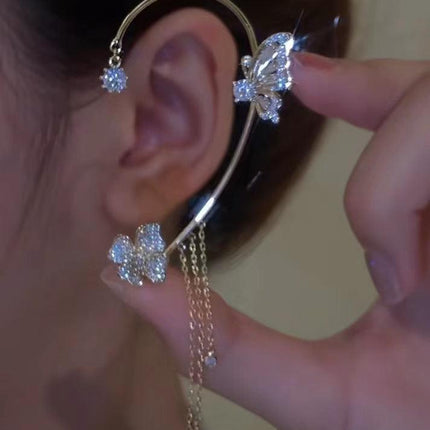 Simple Fashion Super Flash Diamond Butterfly Flower Ladies Without Ear Holes Tassel Earrings Wholesale - Viva Vista Store