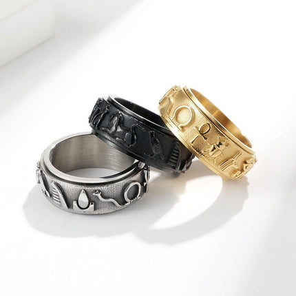 Copyright Registration Original New Ancient Egyptian Symbol Titanium Steel Rotating Ring Beautiful Emblem Pattern Stainless Steel Handpiece - Viva Vista Store
