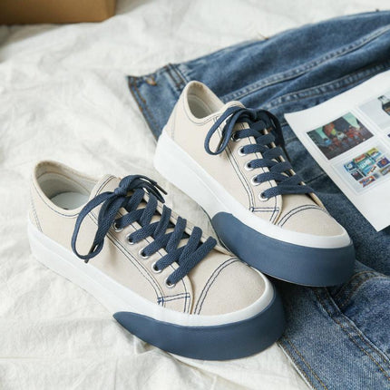 Vasibaen semi-gun shoes female summer 2021 new Hong Kong wind ULZZANG wild casual white shoes - Viva Vista Store