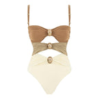 Brown Color Matching Swimsuit