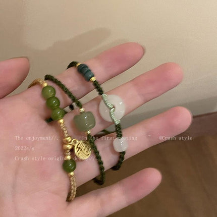 New Chinese style Ping An buckle woven bracelet female ins niche design couple bracelet retro temperament adjustable bracelet - Viva Vista Store