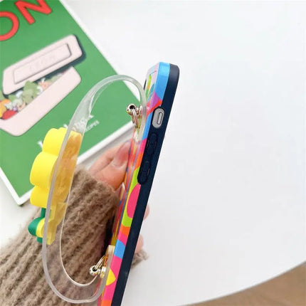 Small yellow flower wristband for iphone14promax Apple 13 phone case cross-body lanyard 12 silicone female 11 tide - Viva Vista Store