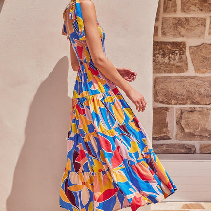 Women's Amazon new holiday style sling strap printing long dress - Viva Vista Store