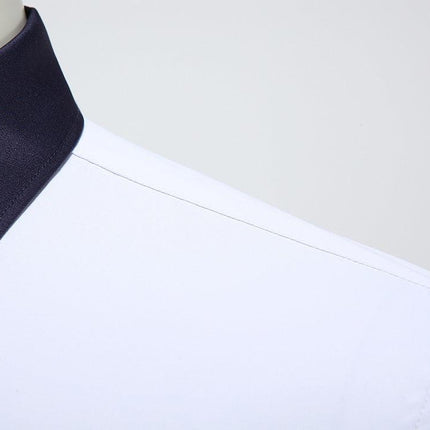 Fashion foreign trade men's large size splicing long-sleeved shirt slim striped tape sleeve shirt - Viva Vista Store