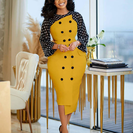 D120T Dress summer cross-border large size women's Amazon foreign trade temperament stitching pencil skirt African dress - Viva Vista Store