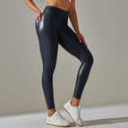 6617 Pantalon Cuir Bleu