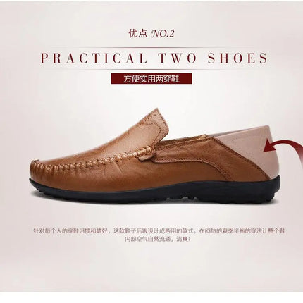 New autumn casual men's shoes flat large size peas shoes men's trend fashion outdoor business leather men's shoes - Viva Vista Store