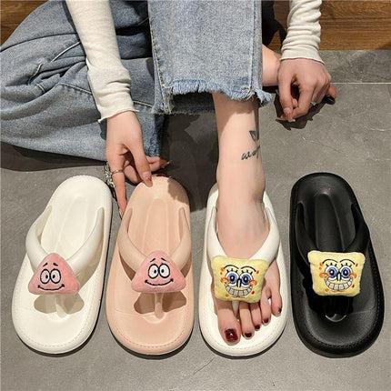 Cartoon flip-flops women's flat-bottomed outerwear in the spring of 2023 new cute lazy people's home non-slip sandals - Viva Vista Store